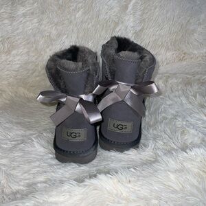 UGG Charcoal Boots with Satin Bow